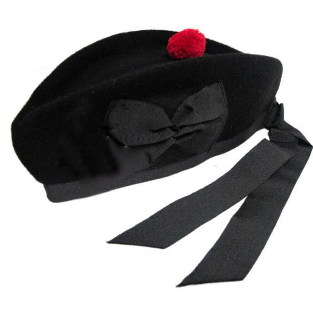 Plain Glengarry Cap with Hat Badges Chrome/Balmoral cap badges/Highlander Cap-Tc