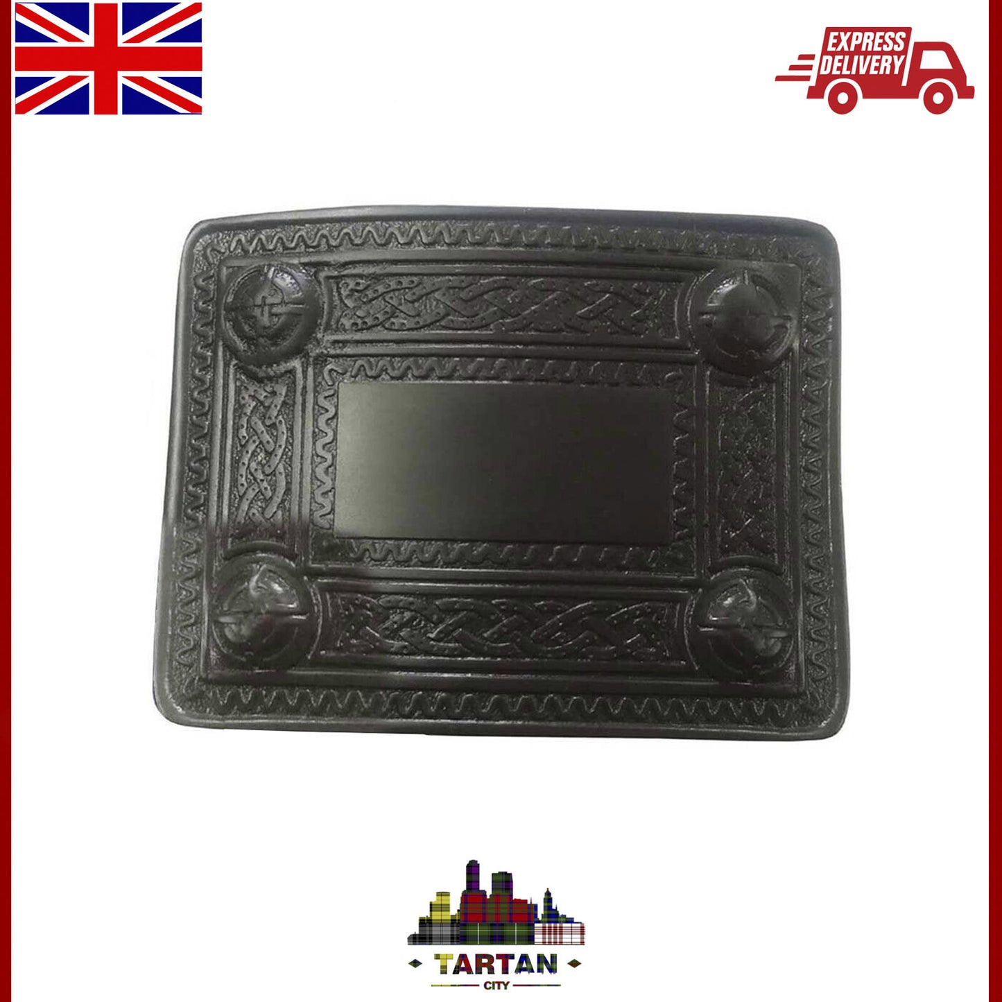 Scottish Kilt Buckle Belt by Tartancity – 4 Dome Mirror Design in Antique/Chrome