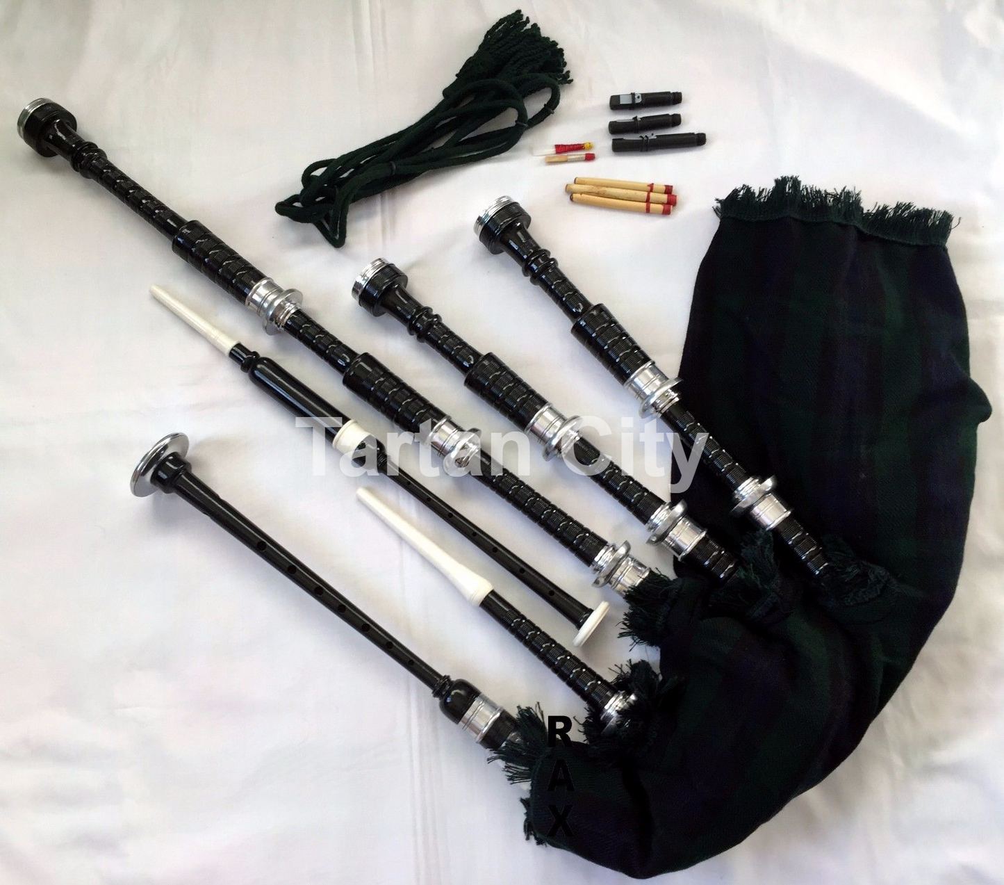 TC Full Size Scottish Bagpipe Rosewood Black Finish Available In Various Tartan