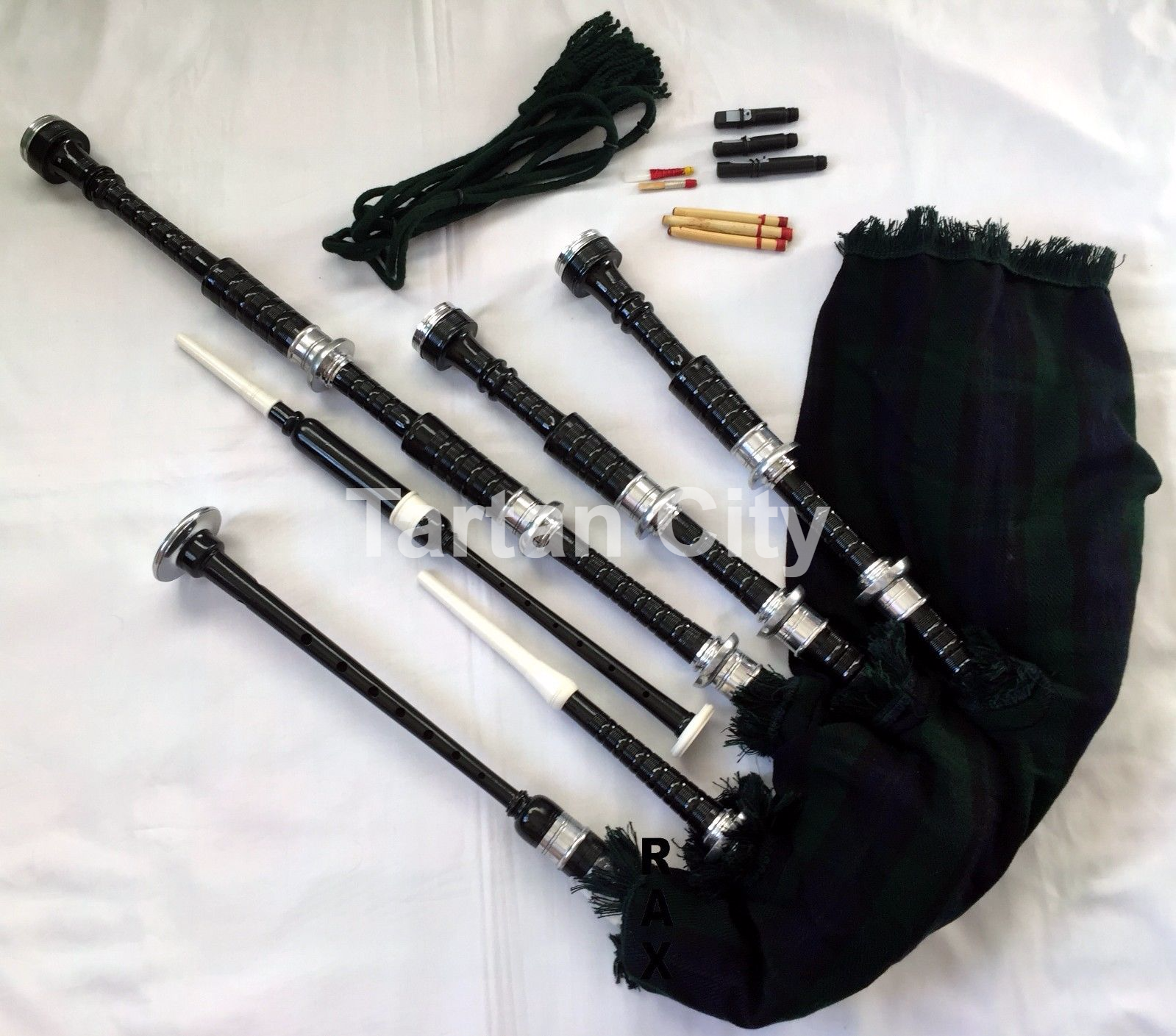 TC Full Size Scottish Bagpipe Rosewood Black Finish Available In Various Tartan