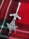 TC Masonic Kilt Pin Chrome Finish 3.5"/Highland kilt pin masonic + Thistle Hilt