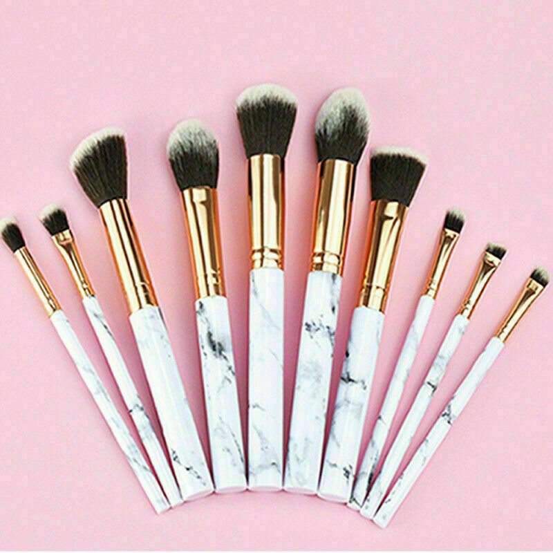 10pcs Marbling Kabuki Professional Make-up Brush Set Brushes Blusher Face Powder