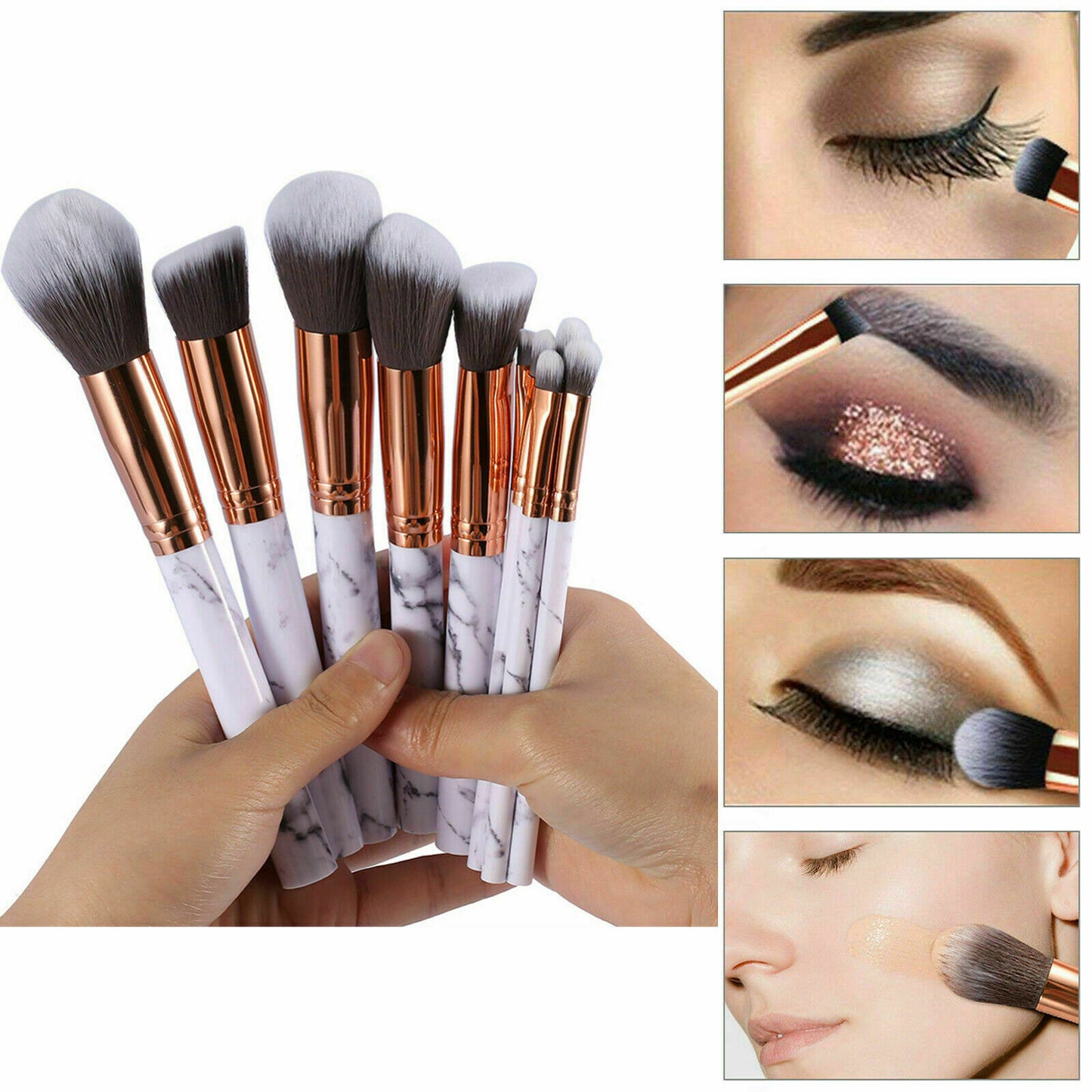 10pcs Marbling Kabuki Professional Make-up Brush Set Brushes Blusher Face Powder