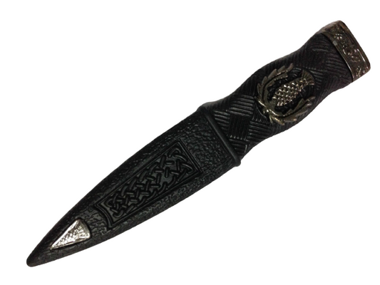 KILT HIGHLANDWEAR SAFETY SGIAN DUBH DUMMY PEWTER MOUNT THISTLE DESIGN ANTIQUE-Tc