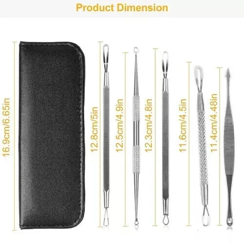 TC Blackhead Pimple Remover Comedone Spot Acne Extractor Kit Popper Tools