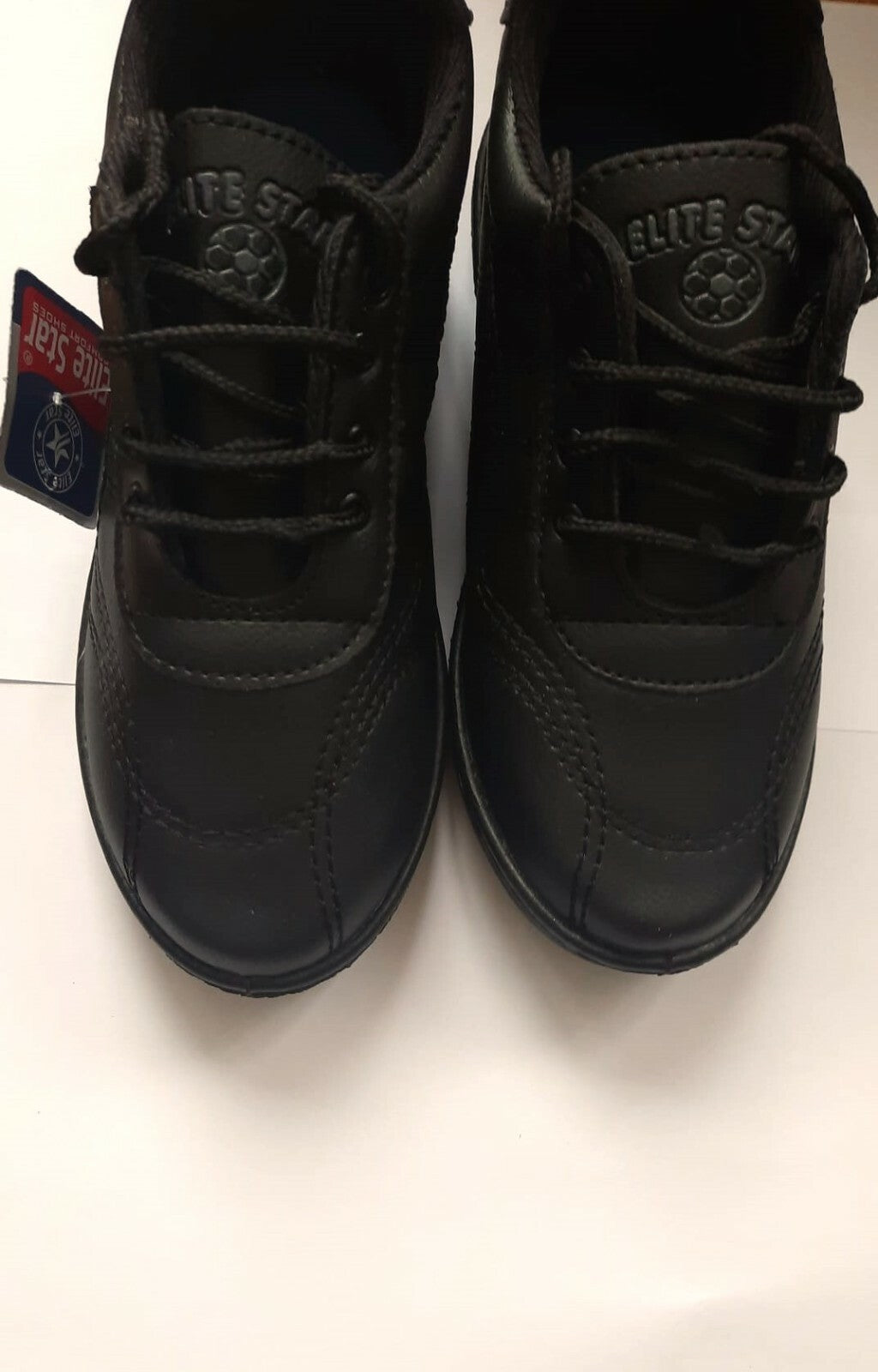 Boys Black Lace Up Flat Sole School Shoes Size UK 12,13,1,2,3,4