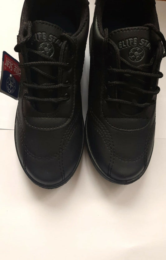 Boys Black Lace Up Flat Sole School Shoes Size UK 12,13,1,2,3,4