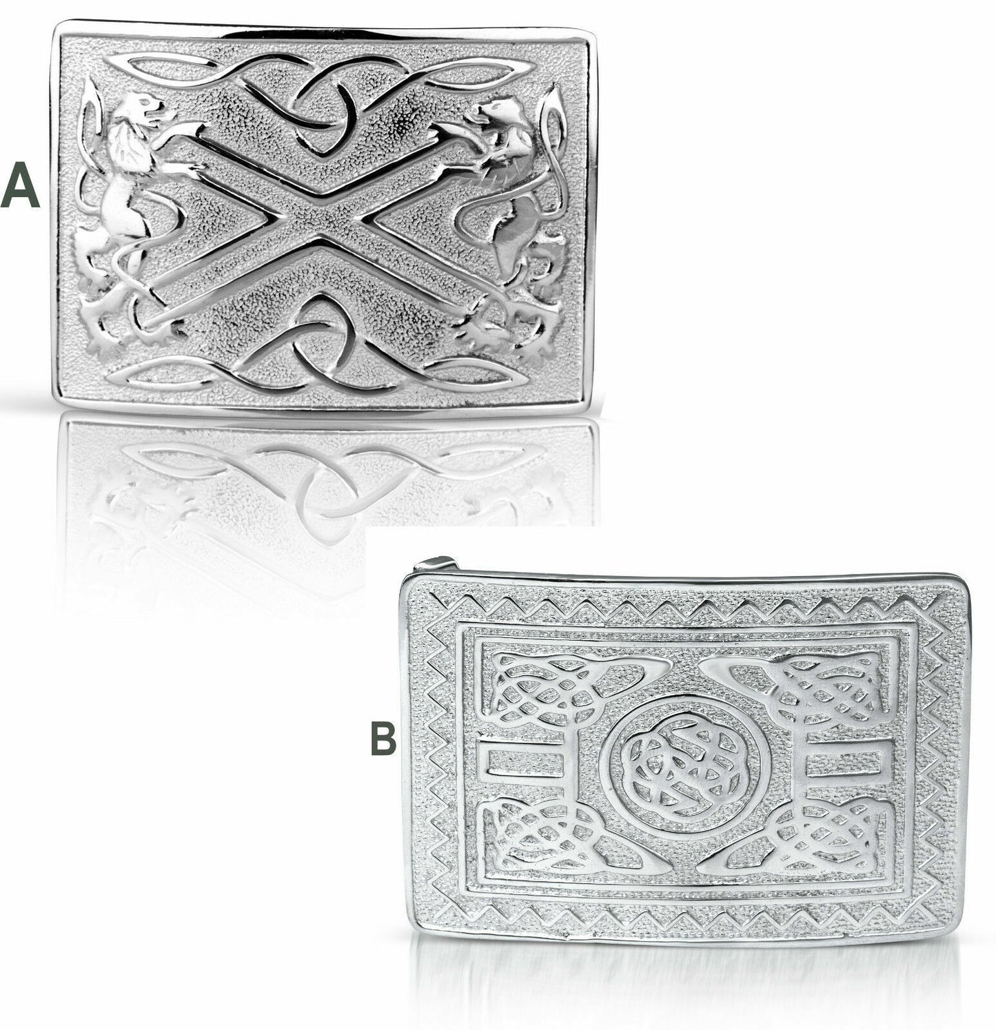 Scottish Kilt Belt Buckle Brass Mirror Shine Celtic Design Sporran-Tc