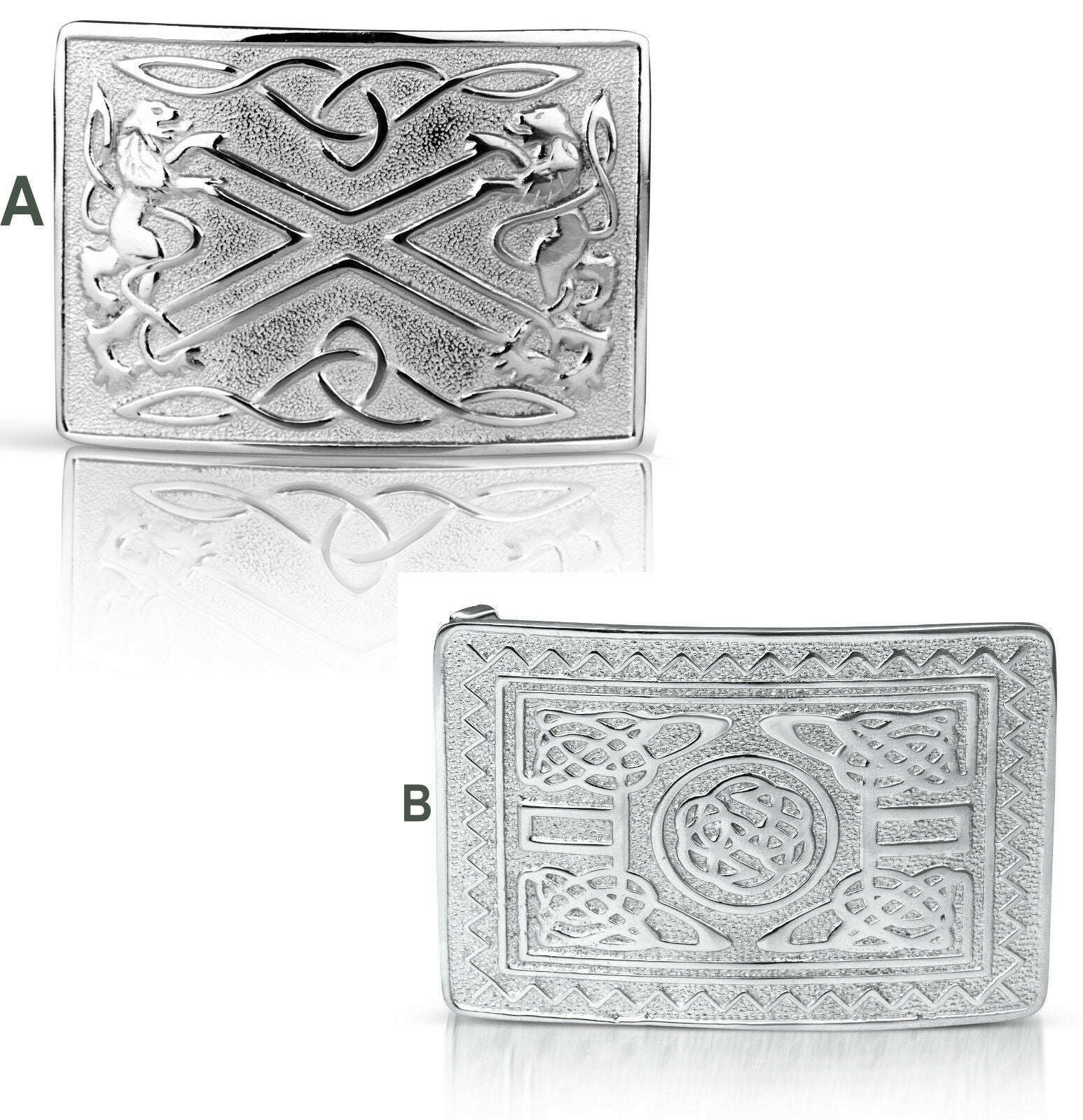Scottish Kilt Belt Buckle Brass Mirror Shine Celtic Design Sporran-Tc