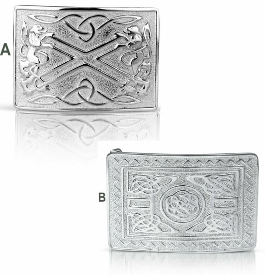 Scottish Kilt Belt Buckle Brass Mirror Shine Celtic Design Sporran-Tc