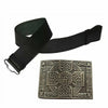 TC Leather Black Plain Kilt Belt Scottish Highland & Antique Celtic Knot Buckle