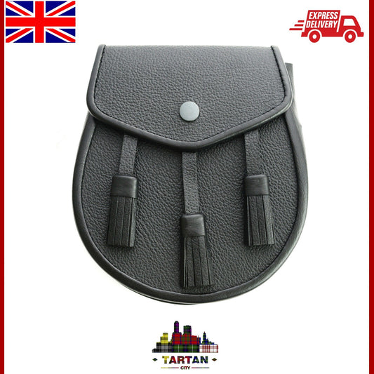 Scottish Kilt Sporran – Tartancity Crocodile Finish Leather with Thistle Design