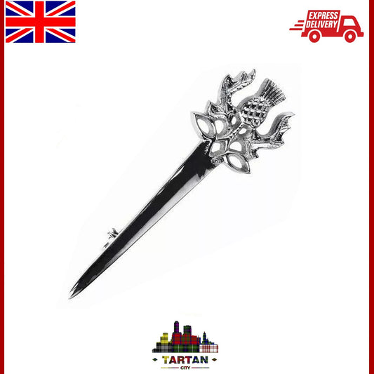 New Scottish Highland Thistle Top Solid Steel Sword Kilt Pin For Kilts