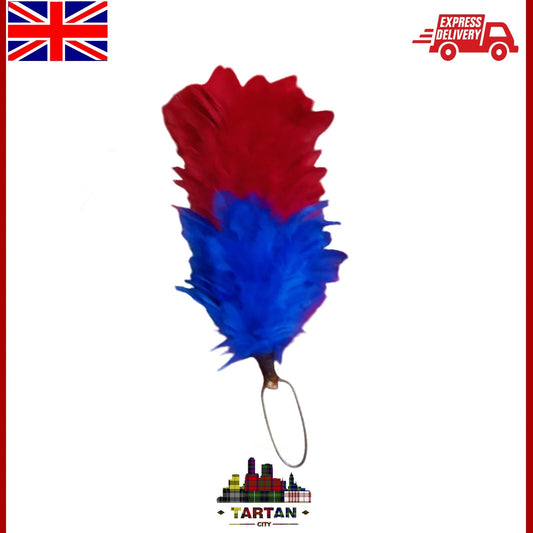 Tartancity Glengarry Cap Feather Plume Hackle - 6" Red & Royal Blue for Kiltwear