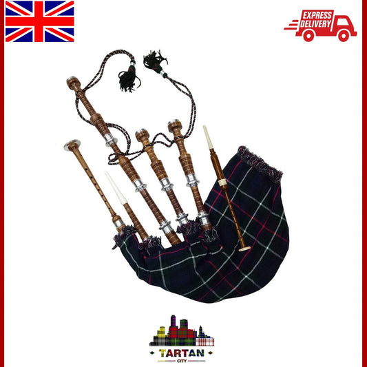 High-Quality Great Highland Bagpipes by TC – Rosewood Body & Silver Accents
