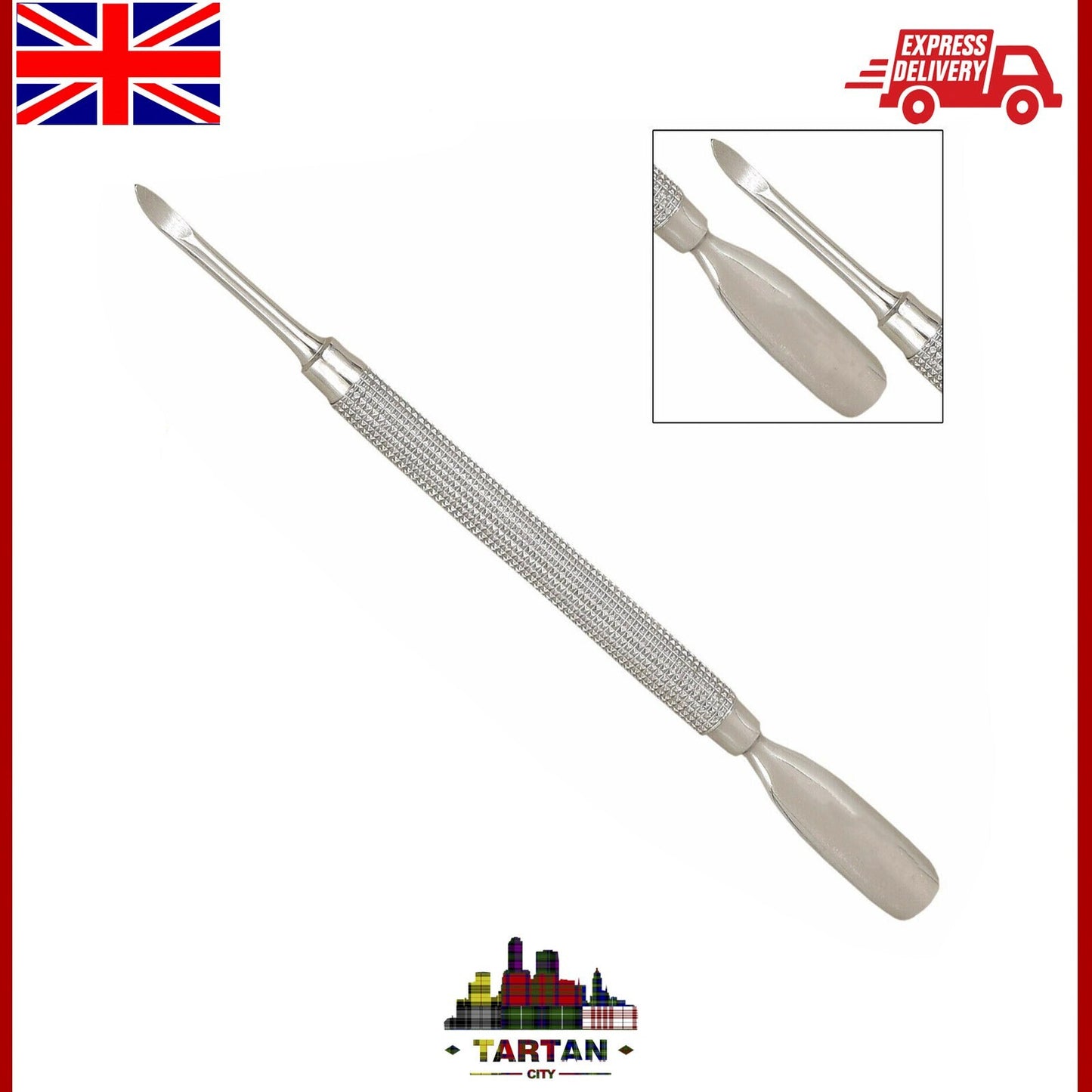 Stainless Steel Cuticle Pusher Spoon - Nail Manicure Scraper & Remover