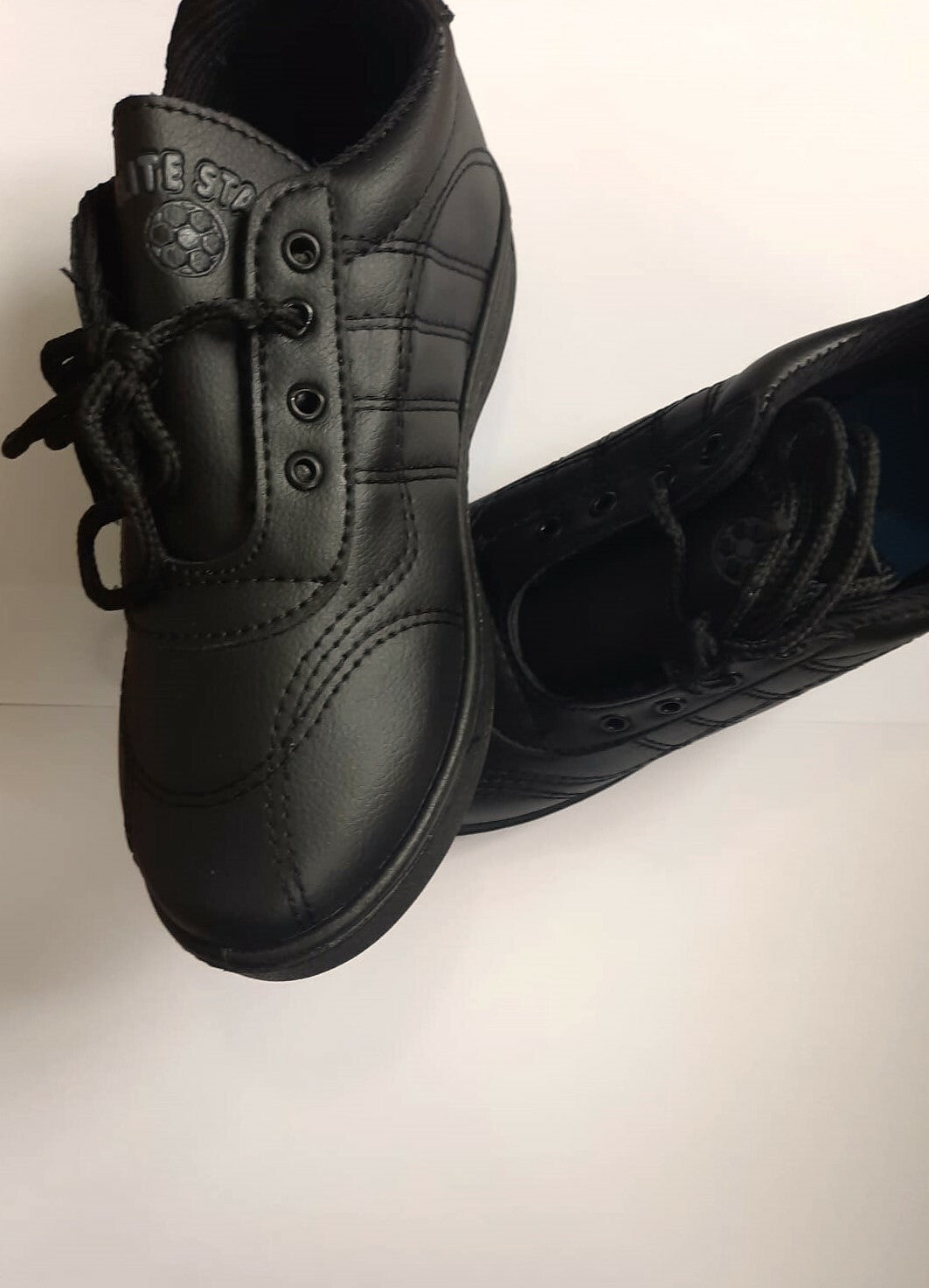 Boys Black Lace Up Flat Sole School Shoes Size UK 12,13,1,2,3,4