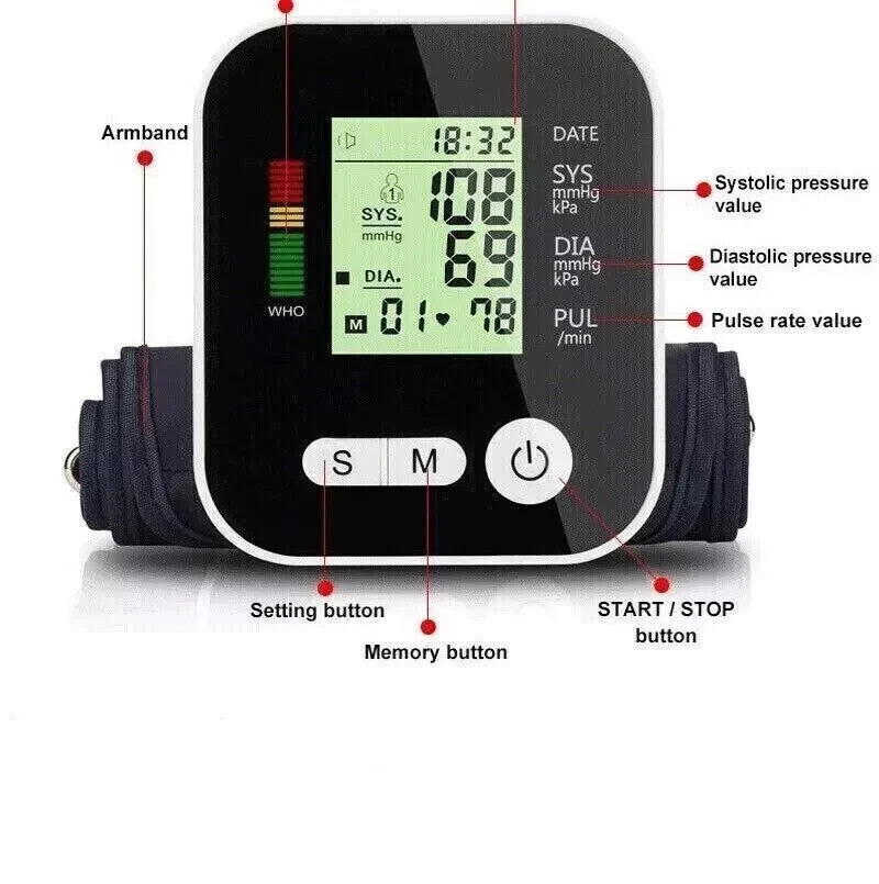 TC Digital Blood Upper Arm Blood Pressure Meter Machine Automatic Bp Moniter