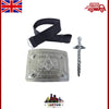 3-Piece Celtic Masonic Kilt Buckle Set – Leather Belt with Pins Included