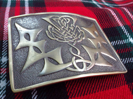 TC Men’s Kilt Belt Buckle Celtic Knot Thistle Antique Finish/belt Buckle antique