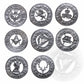 KILT FLY PLAID BROOCH LARGE WITH SCROLLING THISTLE BORDER VARIOUS DESIGNS-Tc