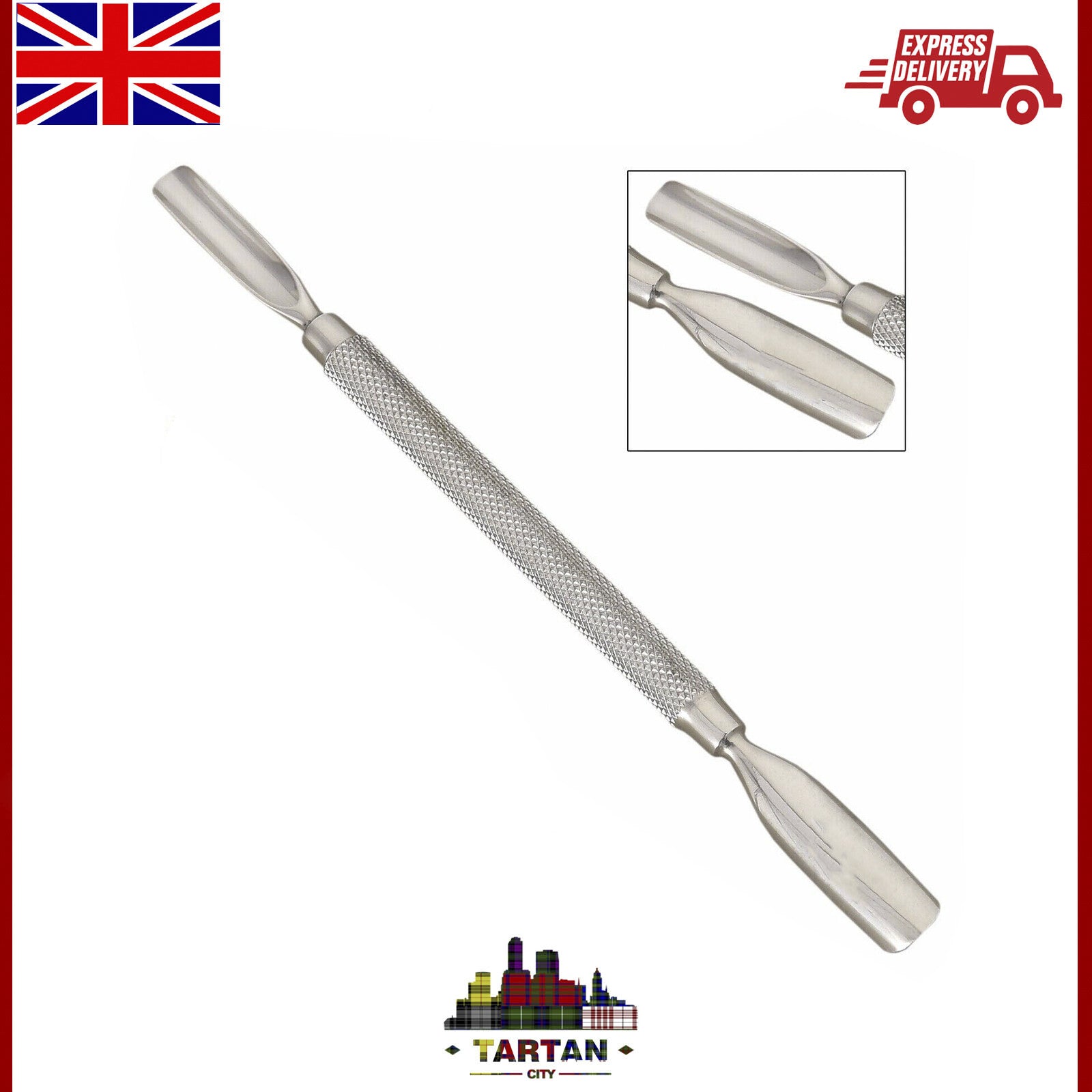 AC Cuticle Pusher Spoon Manicure Nail Pusher Scraper Remover Stainless Steel