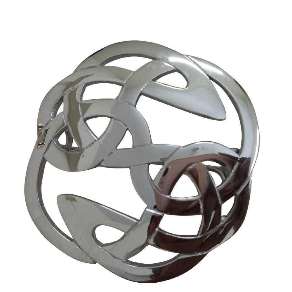 Celtic Knot Lindisfarne Fly Plaid Brooch Chrome Antique Finish Scottish Kilt Pin
