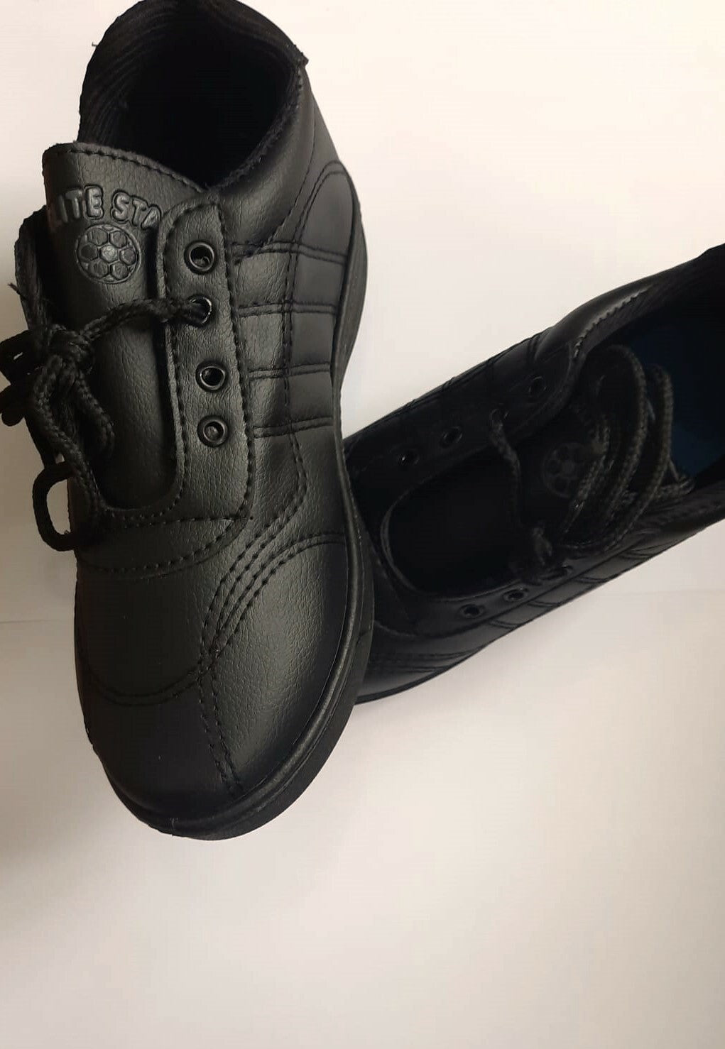 Boys Black Lace Up Flat Sole School Shoes Size UK 12,13,1,2,3,4