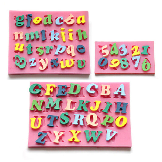 3Pcs Silicone Alphabet Number Letters Fondant Mold Birthday Cake Decorating Tool