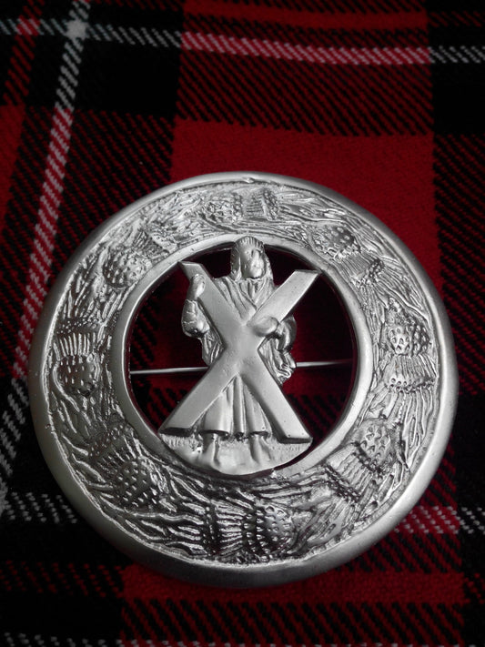 TC Men’s Kilt Fly Plaid Brooch St Andrews Mount Silver Plated/fly plaid brooch