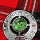 TC Fly Plaid Brooches Sea Green Stone Celtic Knot Work Chrome/Celtic Brooch 3"