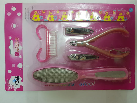Stainless Steel Personal Nail Care Set 6 Piece Manicure Pedicure Kit Case UK
