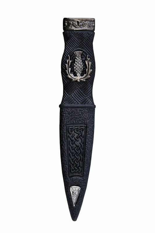 KILT HIGHLANDWEAR SAFETY SGIAN DUBH DUMMY PEWTER MOUNT THISTLE DESIGN ANTIQUE-Tc