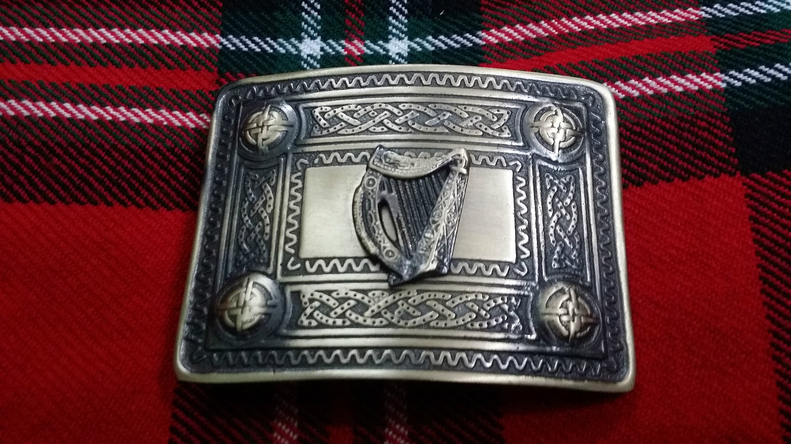 TC Men’s Kilt Belt Buckle Celtic Knot Work/kilt Irish Harp Antique