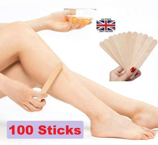 TC 100 x Wax Spatulas Wooden Waxing Wax Sticks Professional Disposable
