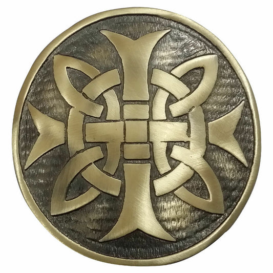 Mens Cross Round Kilt Belt Buckle Chrome/Antique Finish 3"/Celtic belt Buckles