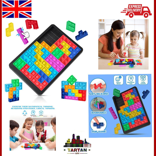Building Blocks Puzzle Game for Kids - Jumbo Pop Bubble Toy With Large Tray NEW