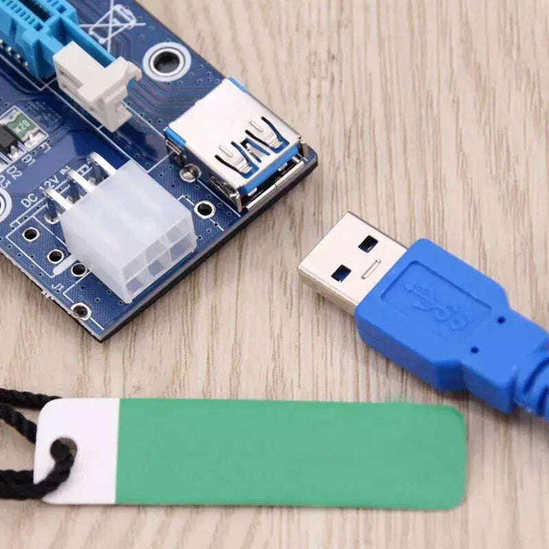 TC Card Adapter PCI-E 1x To 16x Extender USB3.0 Power Cable 6PCS Bitcoin 6PIN