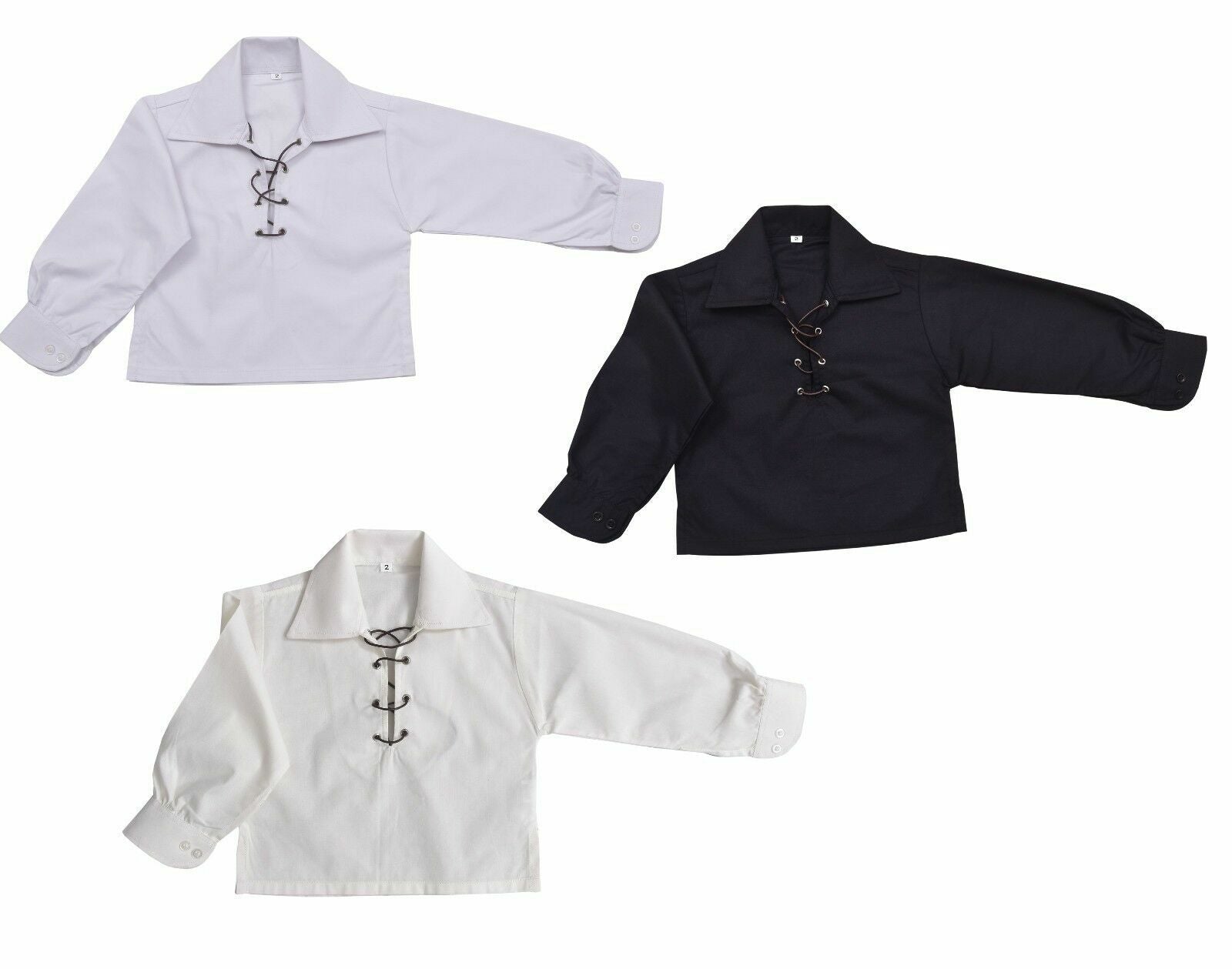 NEW CHILDREN'S DELUXE GHILLIE SHIRT Kids Boys ghillie SHIRT-WHITE,CREAM/BLACK-TC