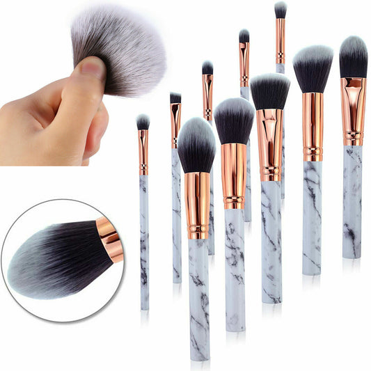 10pcs Marbling Kabuki Professional Make-up Brush Set Brushes Blusher Face Powder