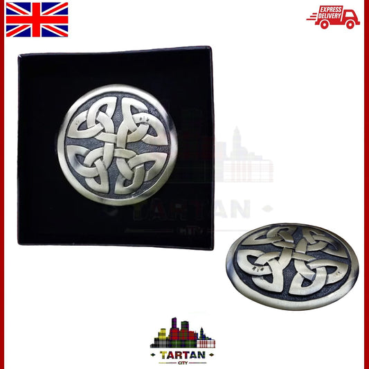 Tartancity Celtic Kilt Fly Plaid Brooch - Antique Style, Unique Celtic Design