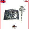 Antique Finish Celtic Knot Kilt Belt Buckle – Thistle Pin Accent by Tartancity