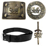 Scottish Kilt Pin,Brooch,Leather Belt & Buckle Antique Thistle Embossed Set Of 4
