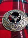 TC Stag Head Fly Plaid Brooch Antique Finish/Kilt Stag Deer Head