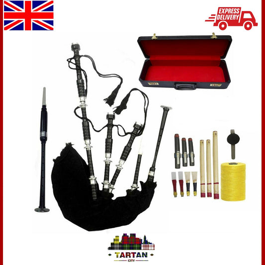 TC Highland Scottish Bagpipe Rosewood Silver Mounts free case