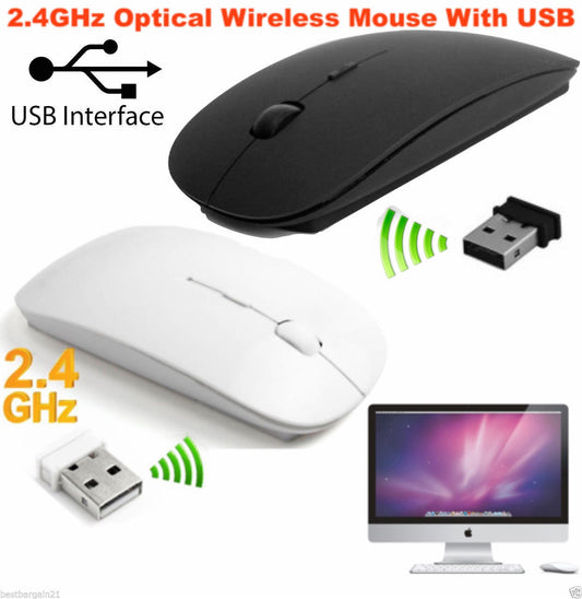 2.4GHz Wireless Cordless Optical Scroll Mouse USB Dongle Laptop Computer PC Mac