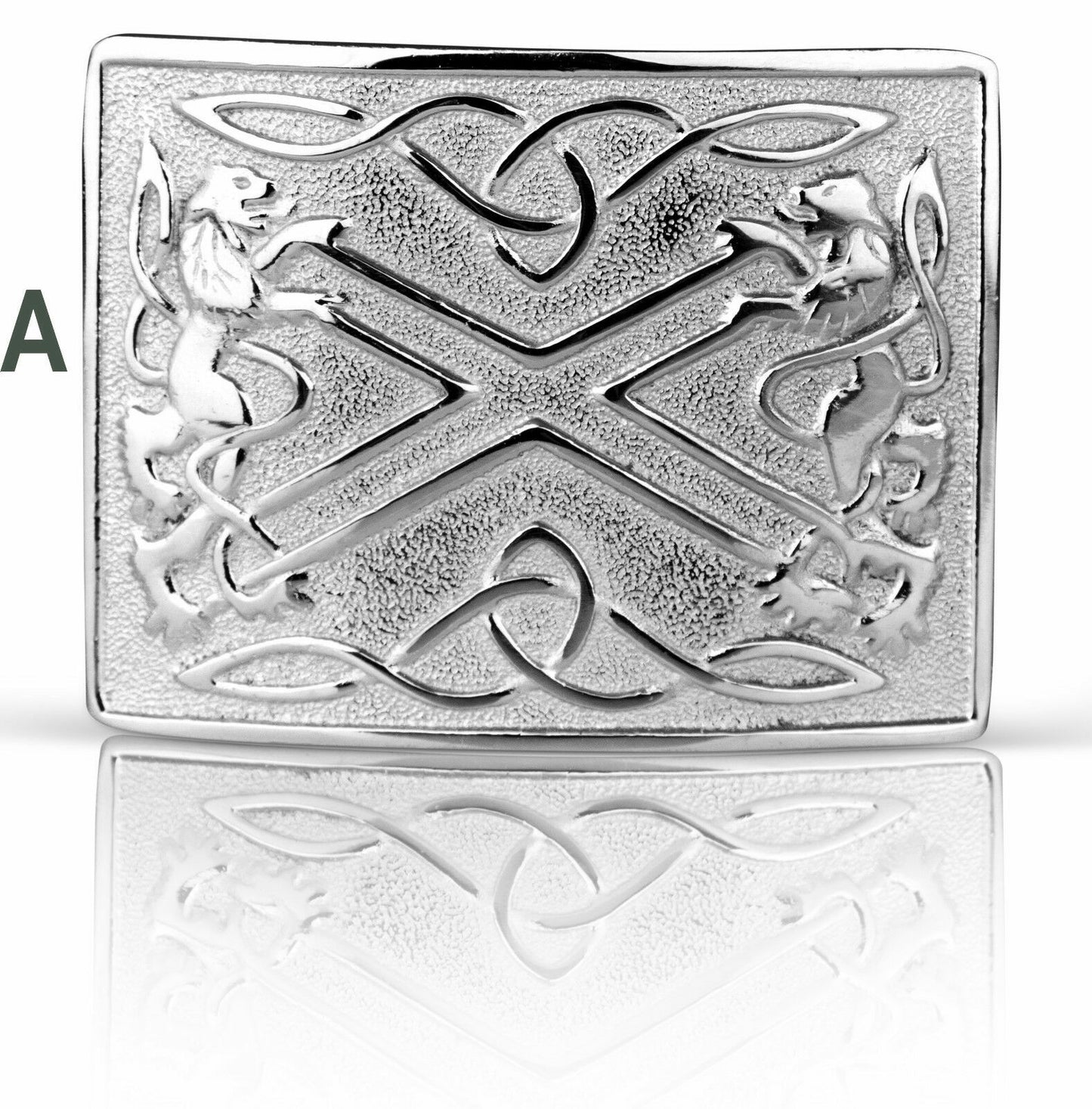 Scottish Kilt Belt Buckle Brass Mirror Shine Celtic Design Sporran-Tc