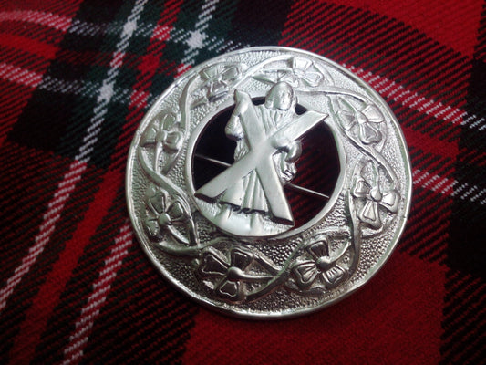 TC Men’s Scottish Kilt Fly Plaid Brooches ST Andrew Silver Plated/plaid brooches