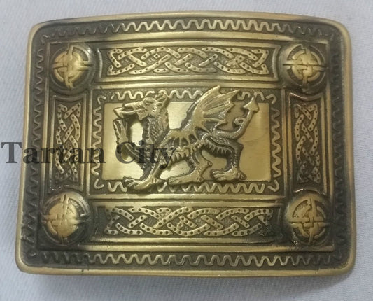 Kilt Belt Buckle Celtic Welsh Dragon Antique Finish/welsh Dragon Emblem Buckle