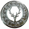 KILT FLY PLAID BROOCH LARGE WITH SCROLLING THISTLE BORDER VARIOUS DESIGNS-Tc
